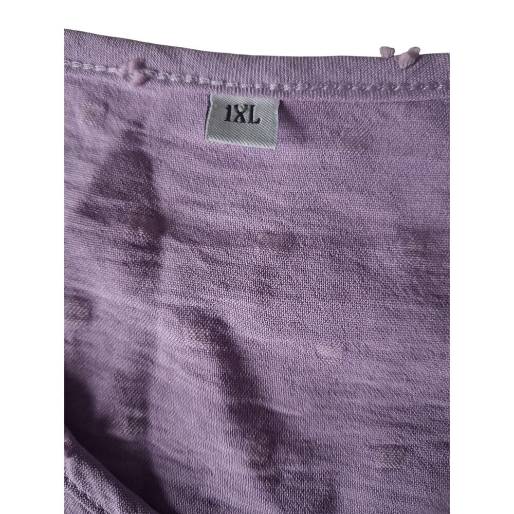 Womens Purple Top V-Neck 3/4 Ruffed Sleeve Size 1XL - Picture 3 of 8